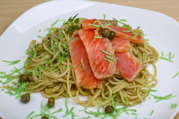 Pasta with salmon