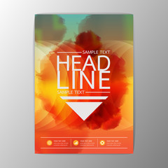 A4 watercolor painted background design, brochure template flyer