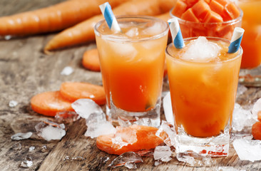 Orange icy cocktail, selective focus