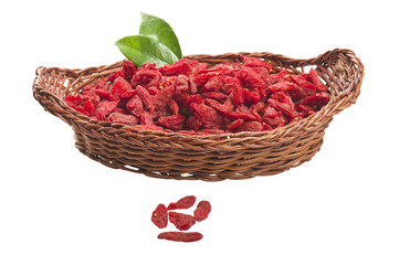 Bowl with Group of Goji berry on the white