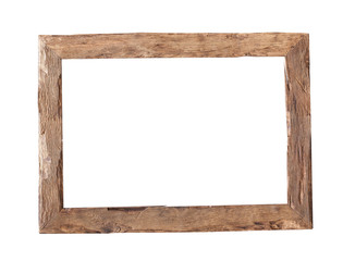 Wooden Frame / Rustic wood frame isolated on the white background with clipping path