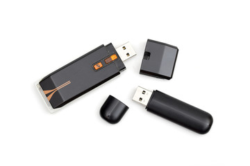 USB flash drive on the white background
