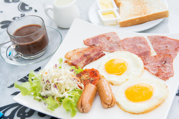 set of american breakfast for morning