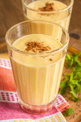 Mango Lassi an Indian yogurt drink made with mango fruit