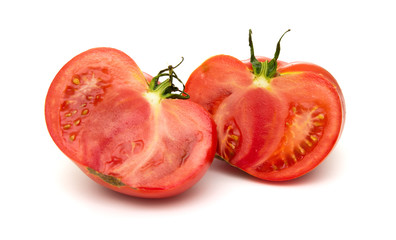 large ground-grown tomato isolated on white