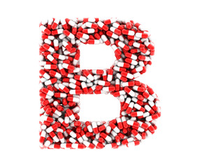 The letter B of the medications on a white background.