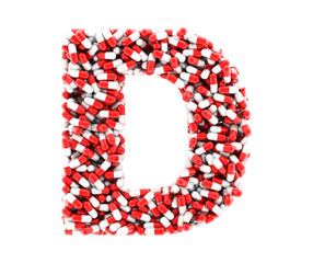 The letter D of the medications on a white background.