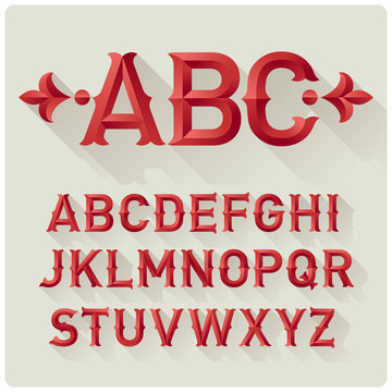 Elegant retro style red font set