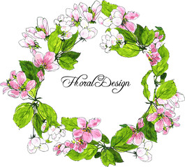 round wreath with spring tree flowers