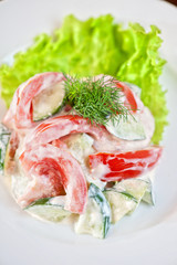 Salad from cucumber tomato