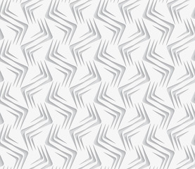 Geometrical ornament with white zig-zags on white background