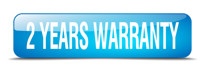 2 years warranty blue square 3d realistic isolated web button