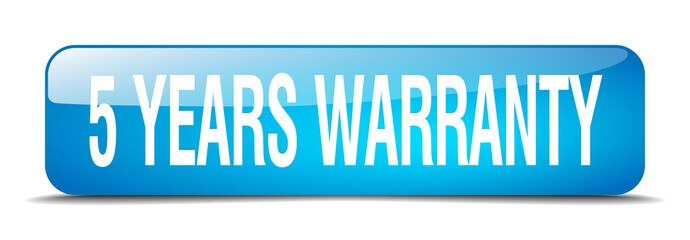 5 years warranty blue square 3d realistic isolated web button