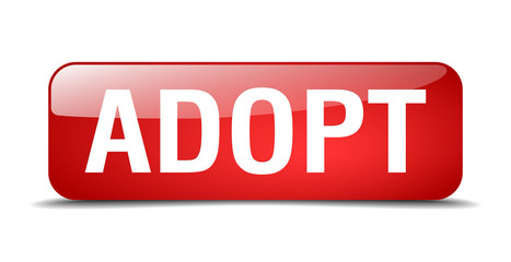 adopt red square 3d realistic isolated web button