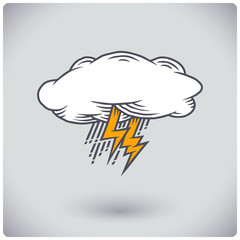 Graphic sign of cloud with rain and lightning