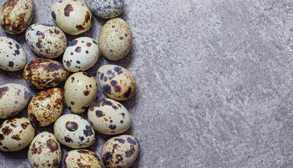 eggs of quail on the stone background