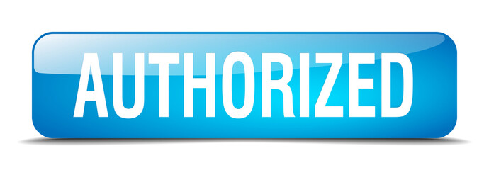authorized blue square 3d realistic isolated web button