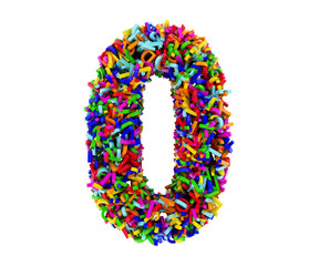 Render number 0 made up of letters