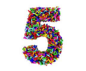 Render number 5 made up of letters