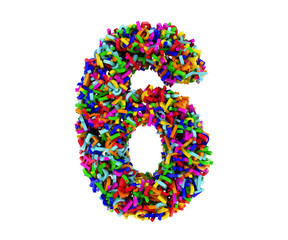 Render number 6 made up of letters