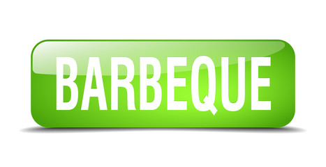 barbeque green square 3d realistic isolated web button