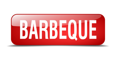 barbeque red square 3d realistic isolated web button