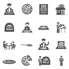 Pizzeria And Pizza Delivery Icons Set