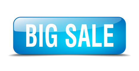 big sale blue square 3d realistic isolated web button