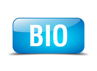 bio blue square 3d realistic isolated web button
