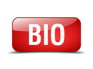 bio red square 3d realistic isolated web button