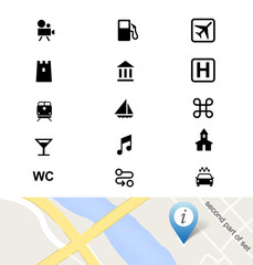 Location icons on white background. Vector illustration. Second part of set