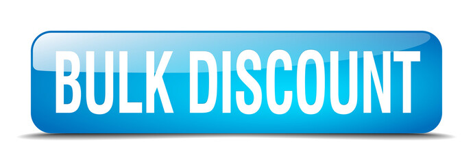bulk discount blue square 3d realistic isolated web button
