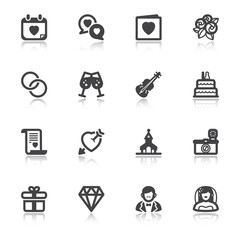 Obraz premium Wedding flat icons with reflection