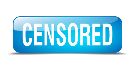 censored blue square 3d realistic isolated web button