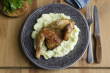 Poussin with mashed potatoes