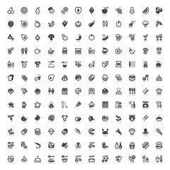 Food and drink flat icons  with reflection