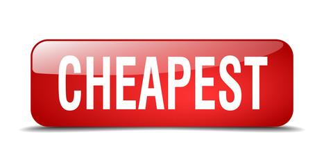 cheapest red square 3d realistic isolated web button