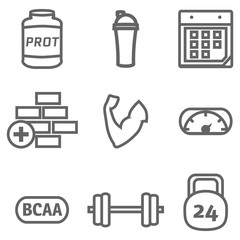 bodybuilding icons set