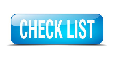 check list blue square 3d realistic isolated web button