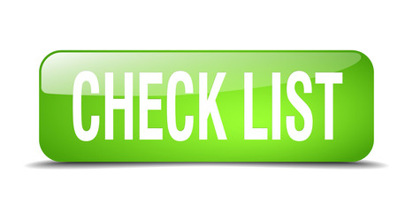 check list green square 3d realistic isolated web button
