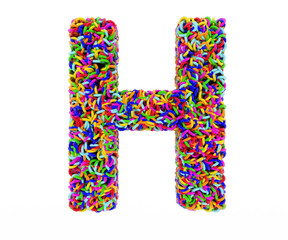 letter H composed of multi-colored rings