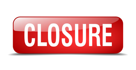 closure red square 3d realistic isolated web button