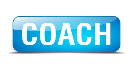 coach blue square 3d realistic isolated web button