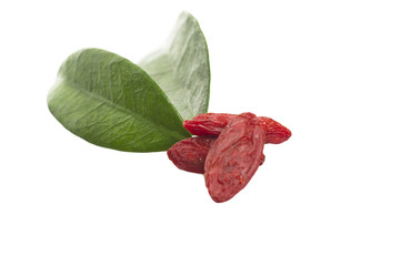 Bowl with Group of Goji berry on the white