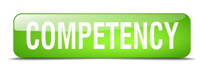 competency green square 3d realistic isolated web button