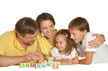 Obraz na płótnie Canvas Cute family playing