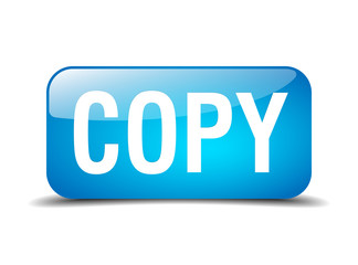 copy blue square 3d realistic isolated web button