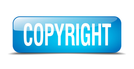 copyright blue square 3d realistic isolated web button