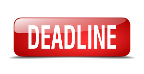 deadline red square 3d realistic isolated web button