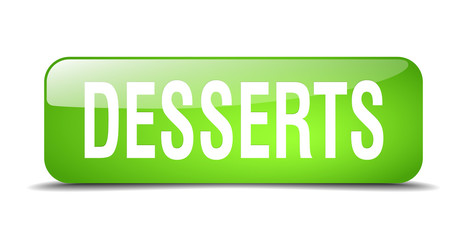 desserts green square 3d realistic isolated web button